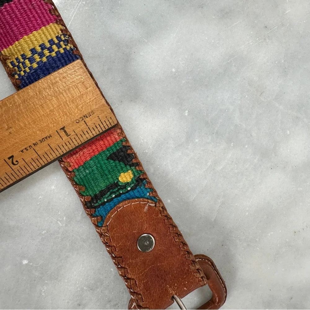 Multicolor Embroidered Leather Belt southwestern western woven boho‎ bohemian